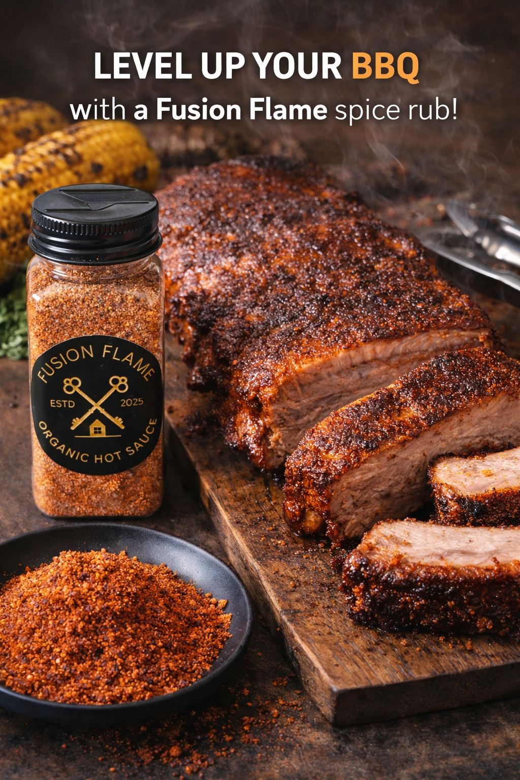 Fusion Flame spice rub on BBQ brisket