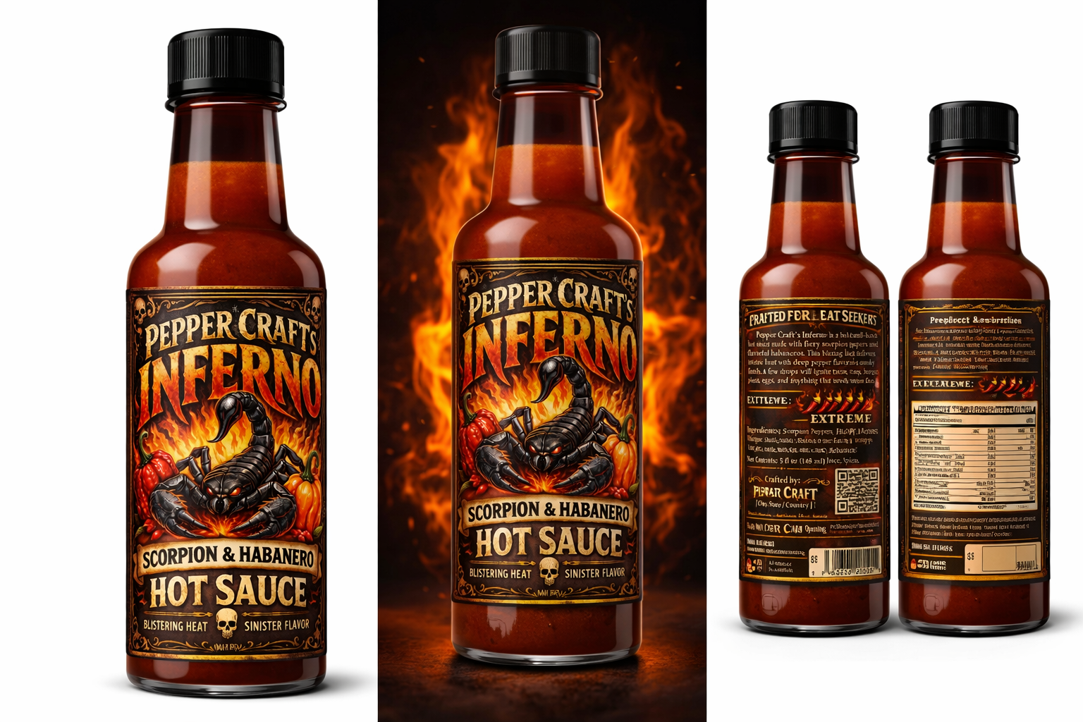 Pepper Craft Inferno hot sauce bottle mockup